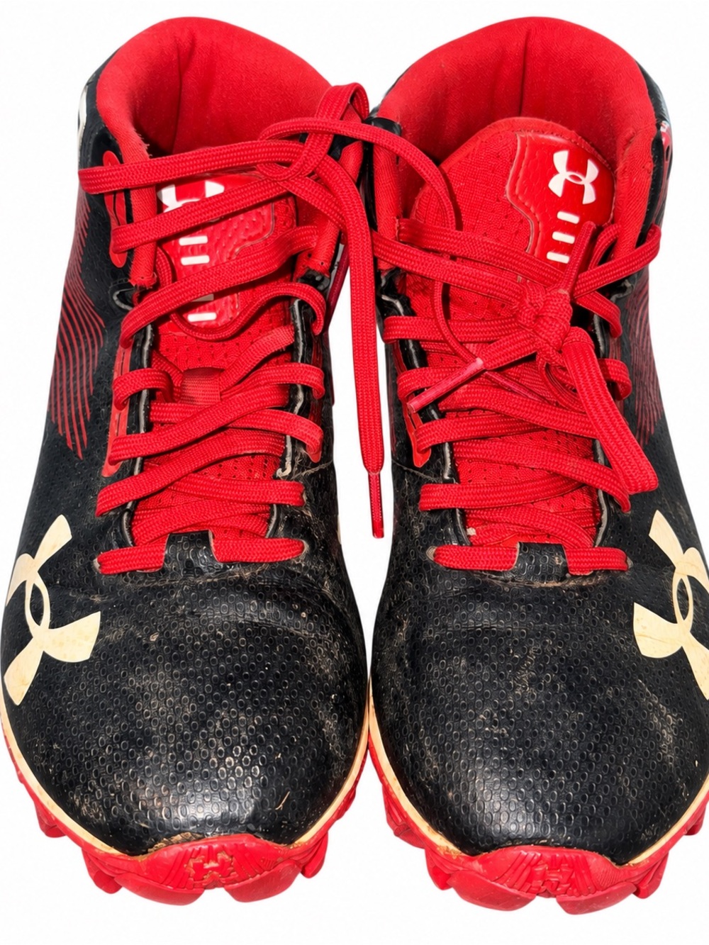 Under Armour Black and Red Kids Athletic Cleats